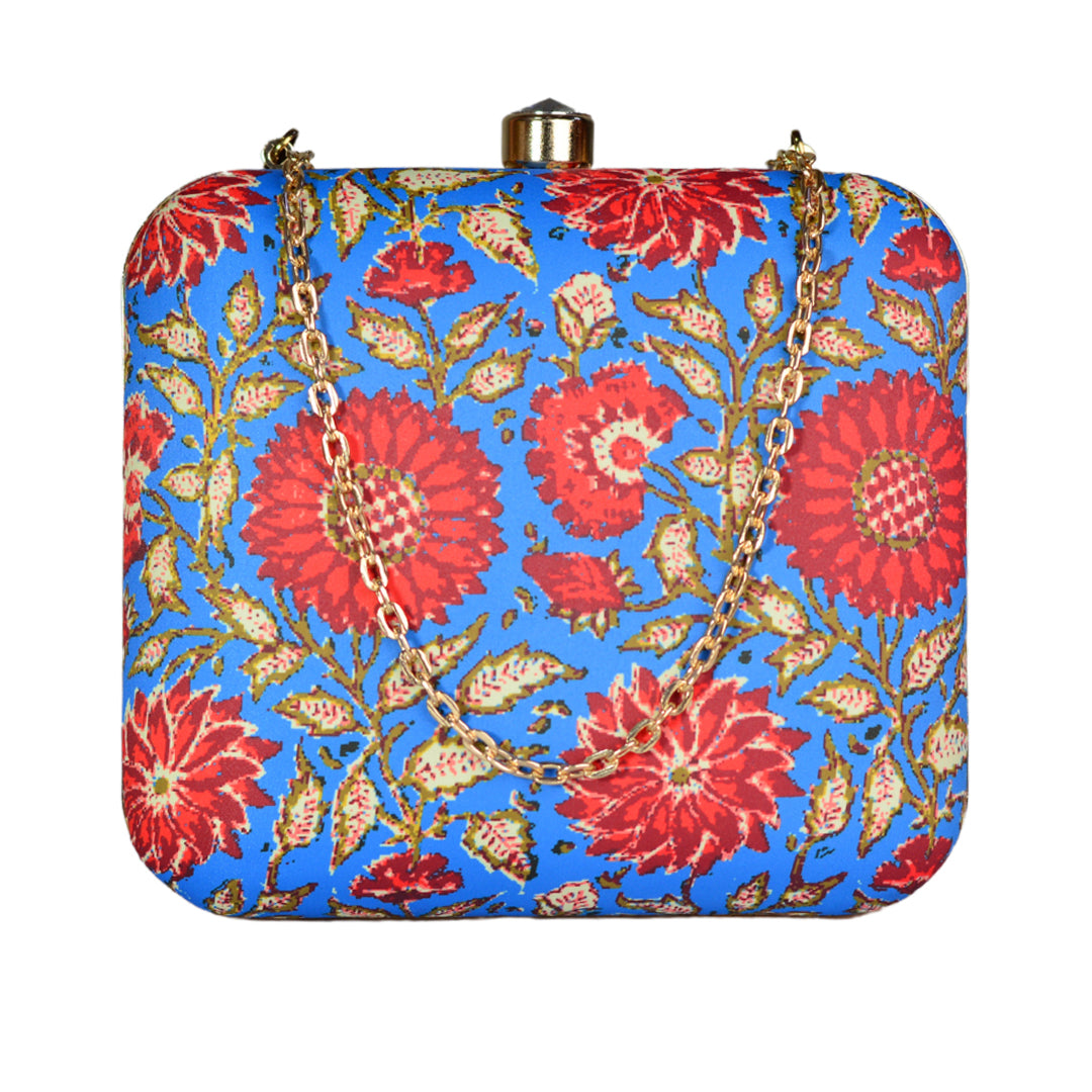 Red Floral Printed Clutch