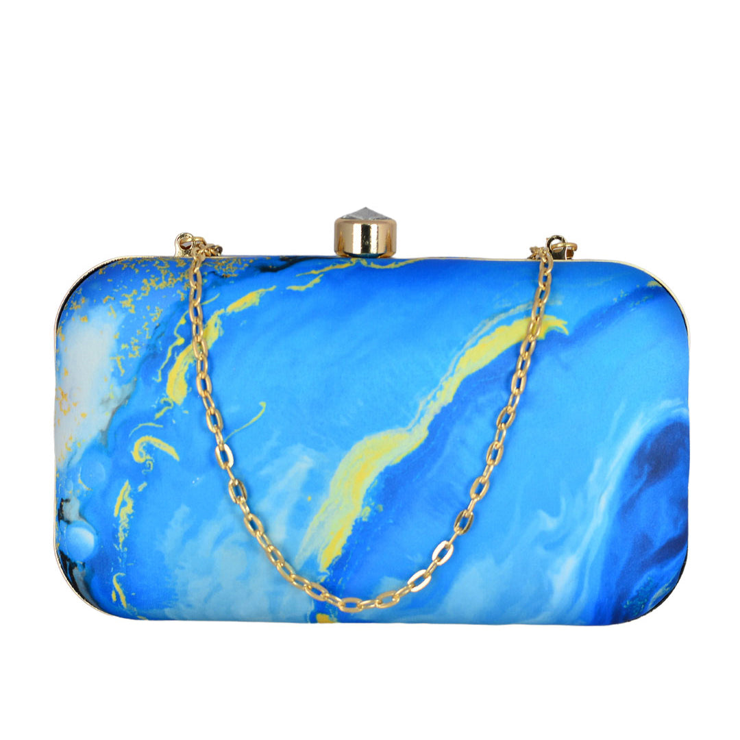 Blue-Yellow Resin Print Clutch