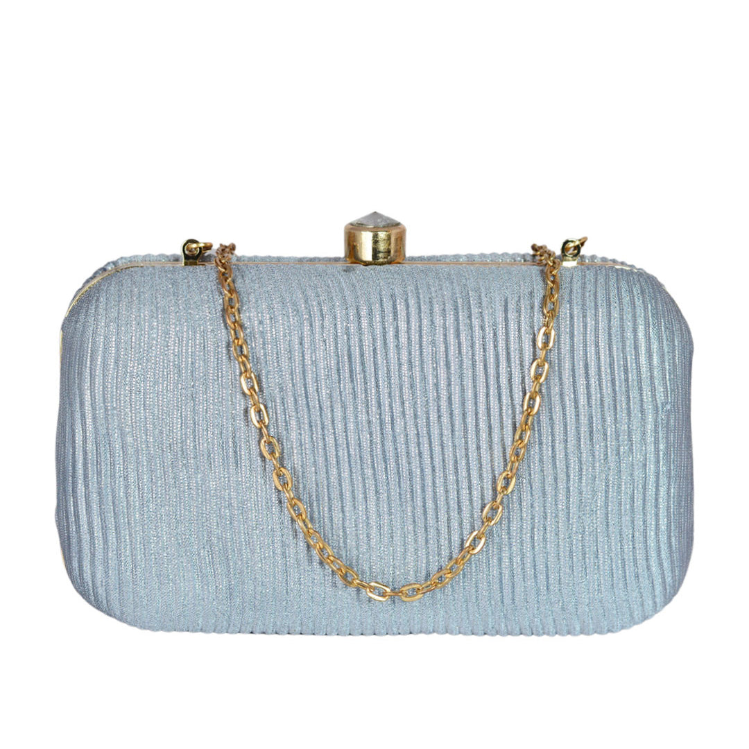 Grey Strip Pattern Clutch