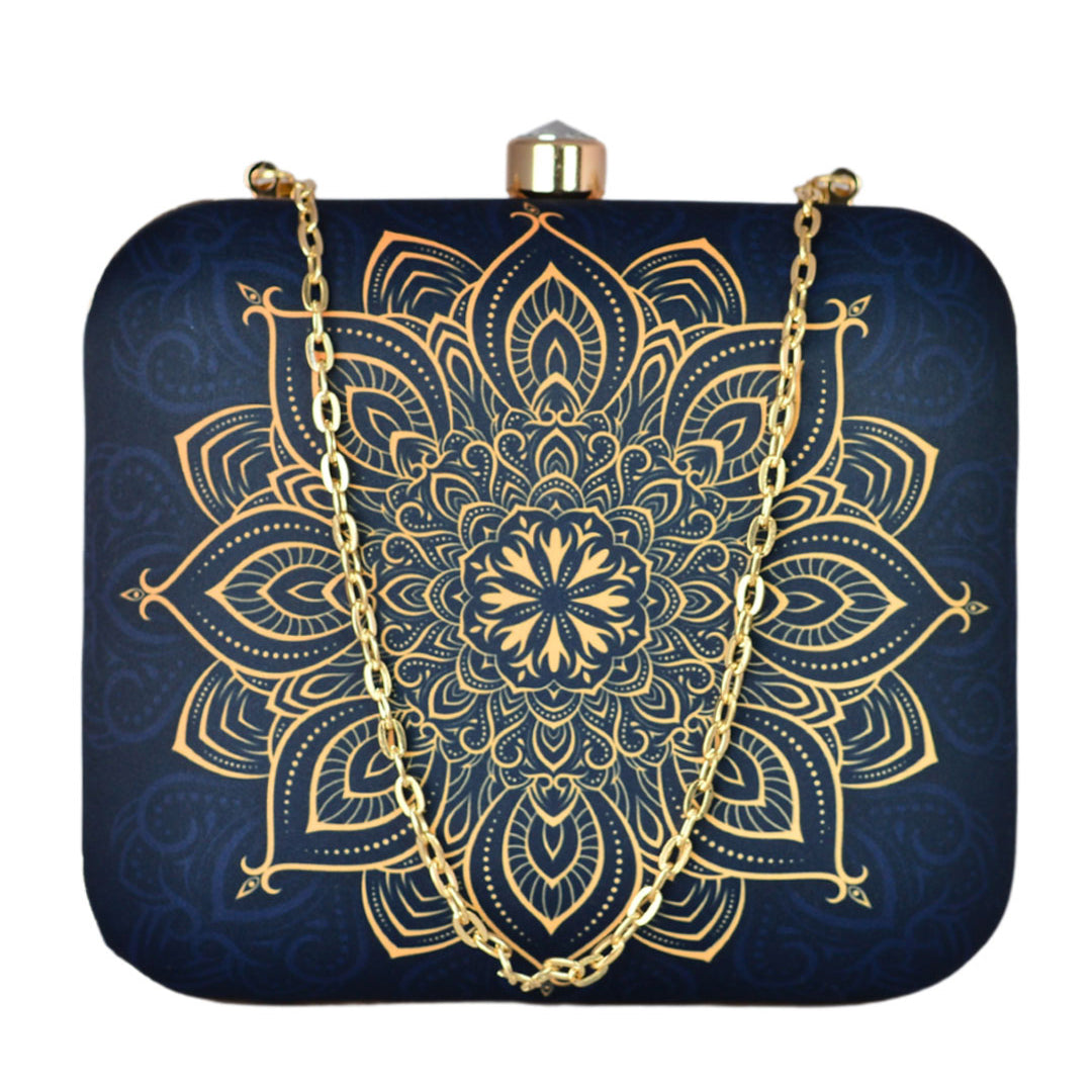 Golden Mandala Print Clutch