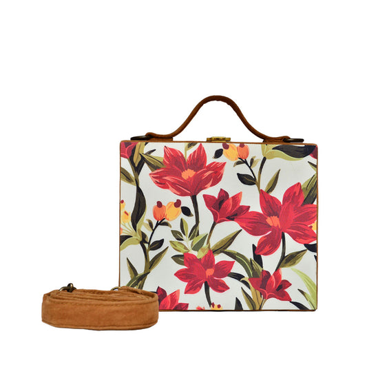 Red Flower Printed Suitcase Style