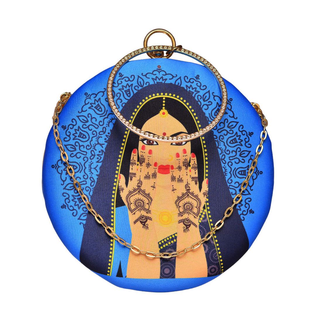 Indian Women Round Printed Clutch