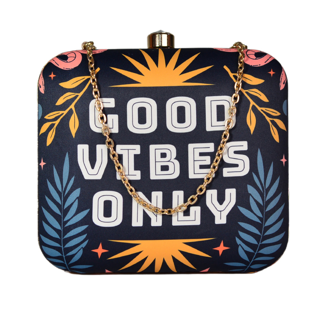 Good Vibe Blue Printed Clutch