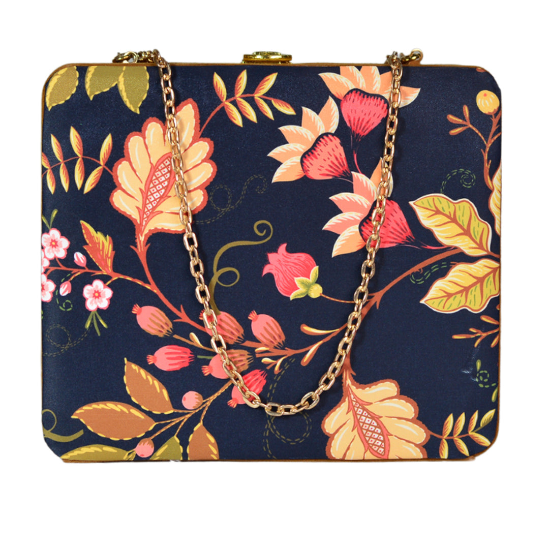 Peach Flower Printed MDF Clutch