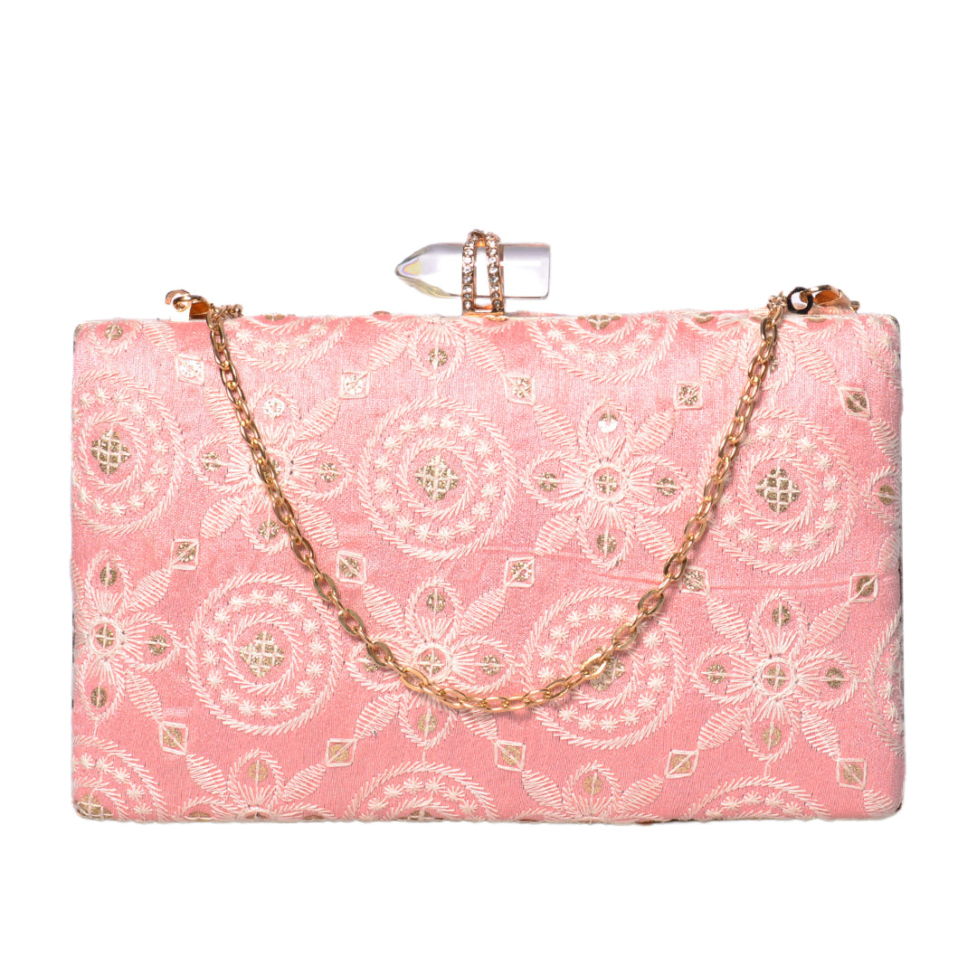 Artklim Blush Pink Hand Embroidered Clutch