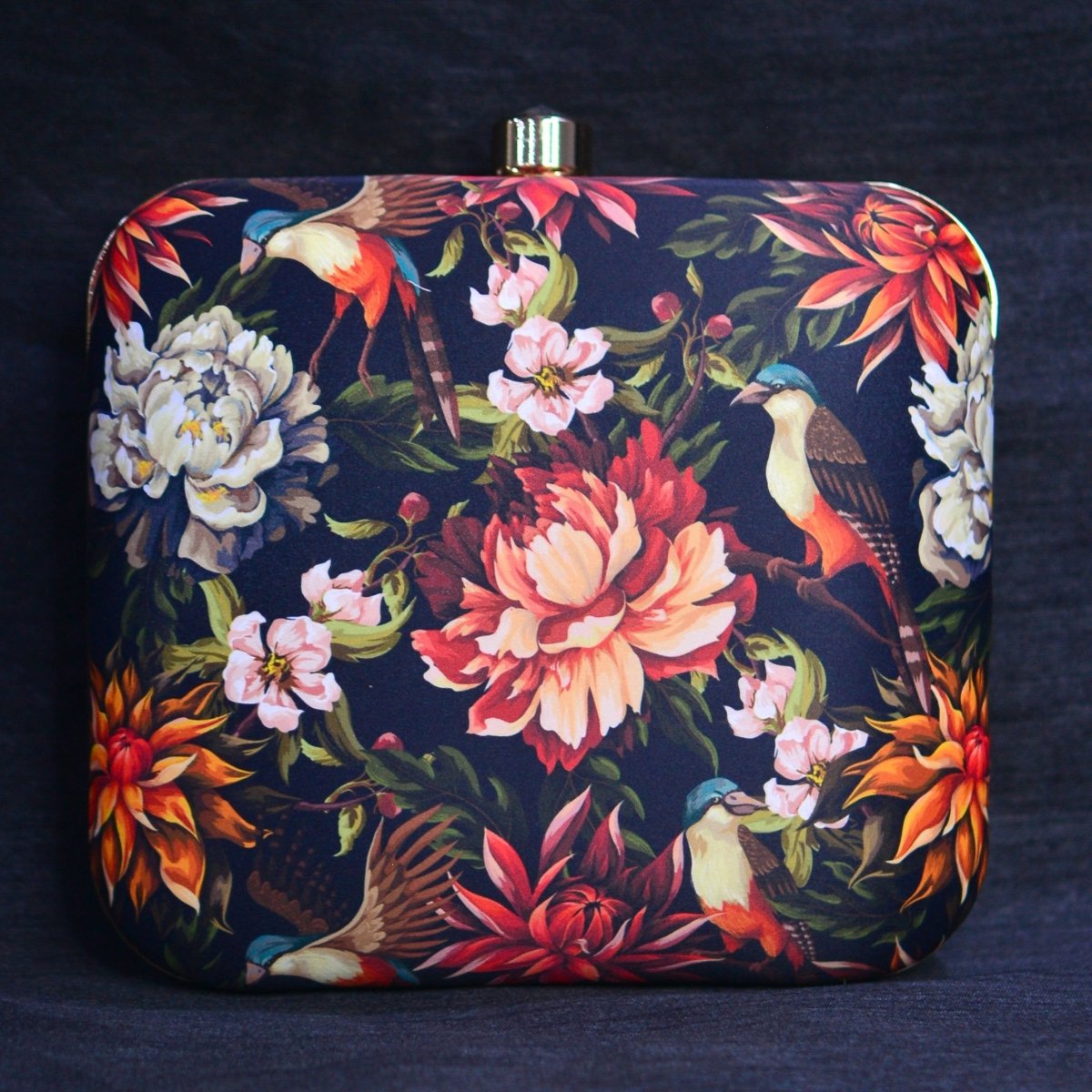 Artklim Bird and Flower Printed Clutch