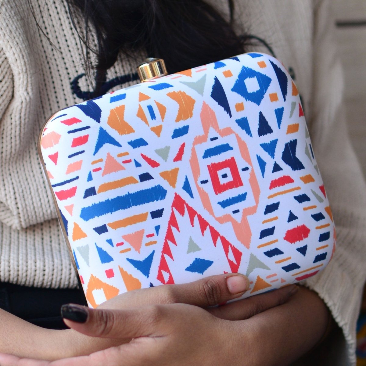 Artklim Multicolour Printed Clutch