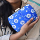 Artklim Blue and White Floral Printed Clutch