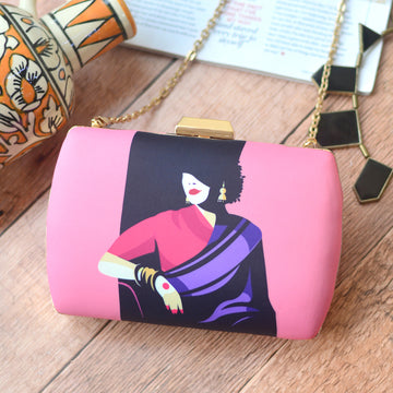 Purple Saree Women Clutch