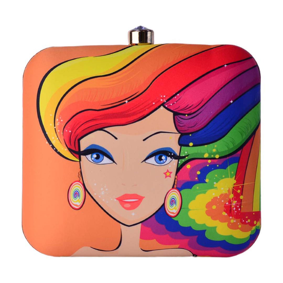Rainbow Girl Printed Clutch