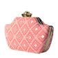Artklim Baby Pink and White Embroidered Clutch