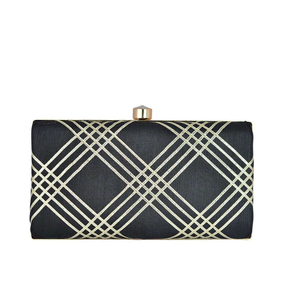 Black Embroidered Clutch