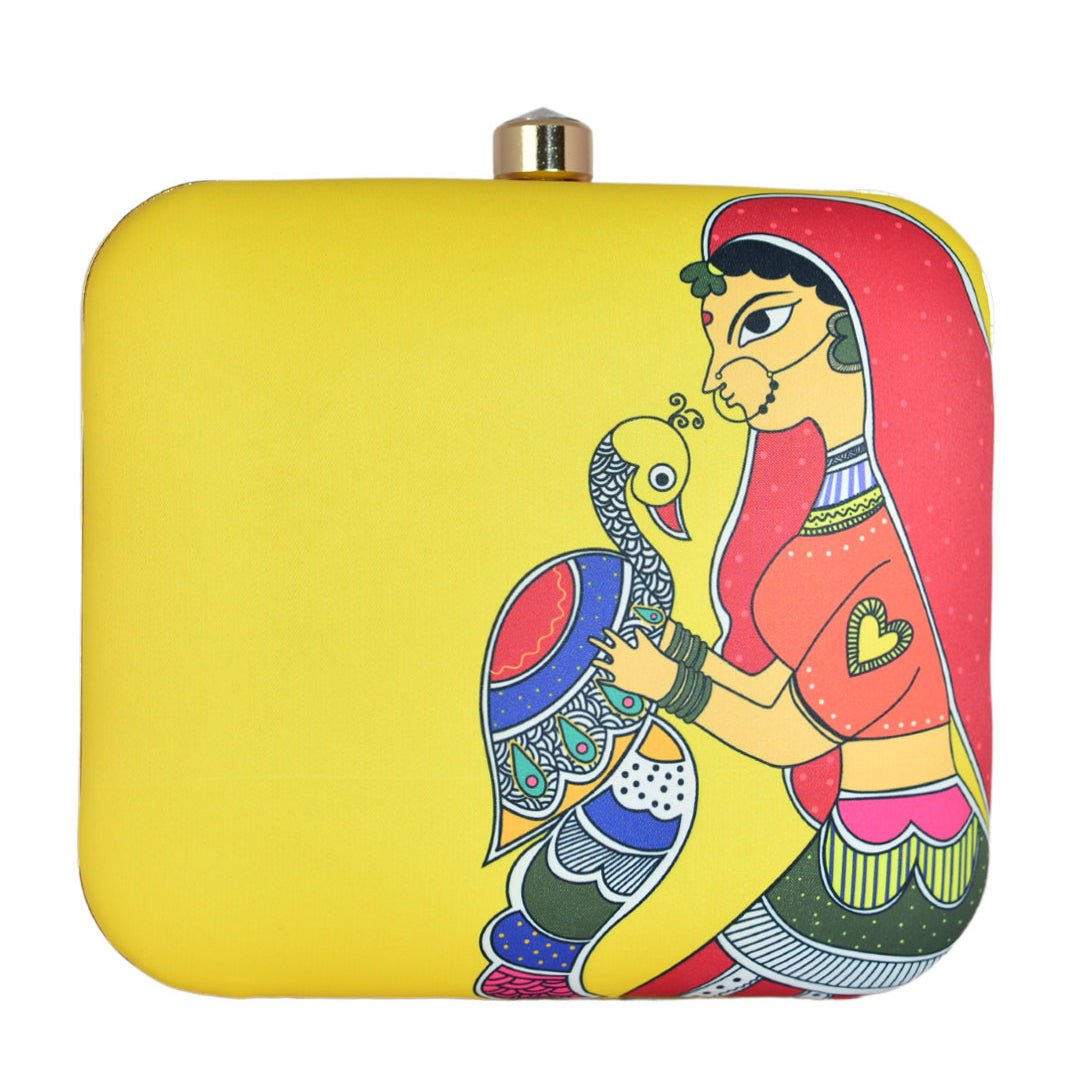 Women Peacock Printed Clutch