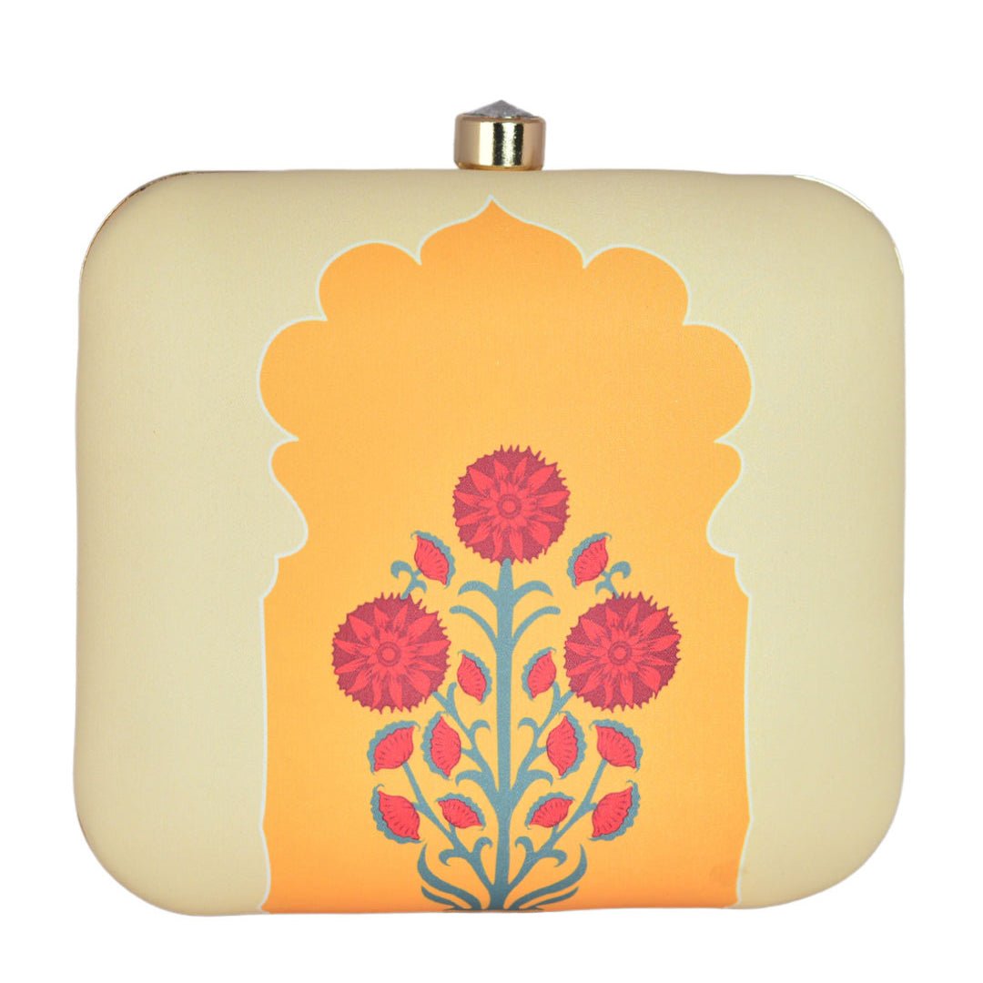 Red Flower Printed Clutch