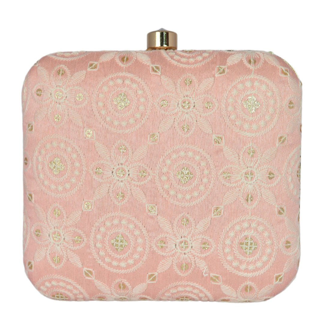 Light Pink Embroidered Clutch