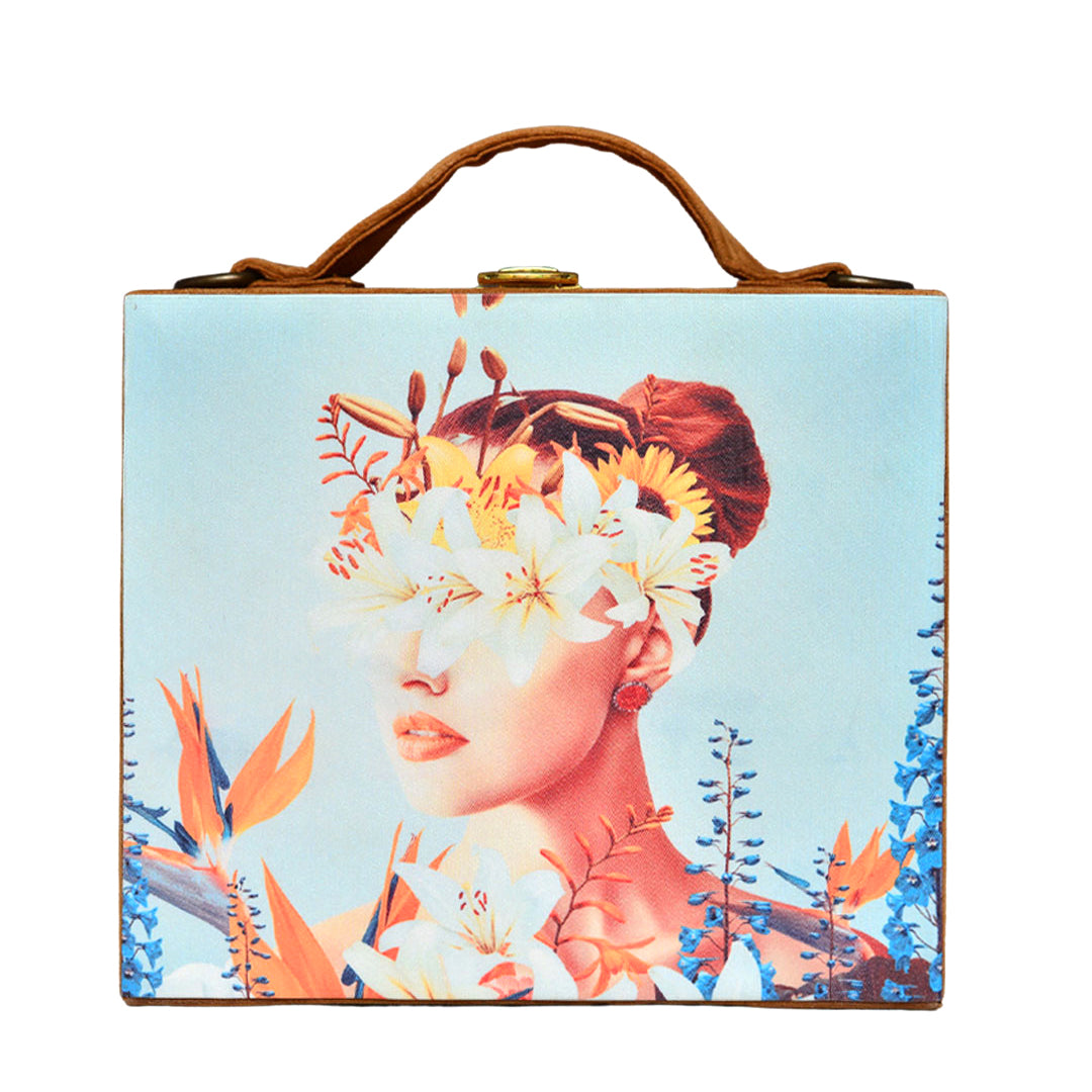 White Floral Woman Suitcase Style
