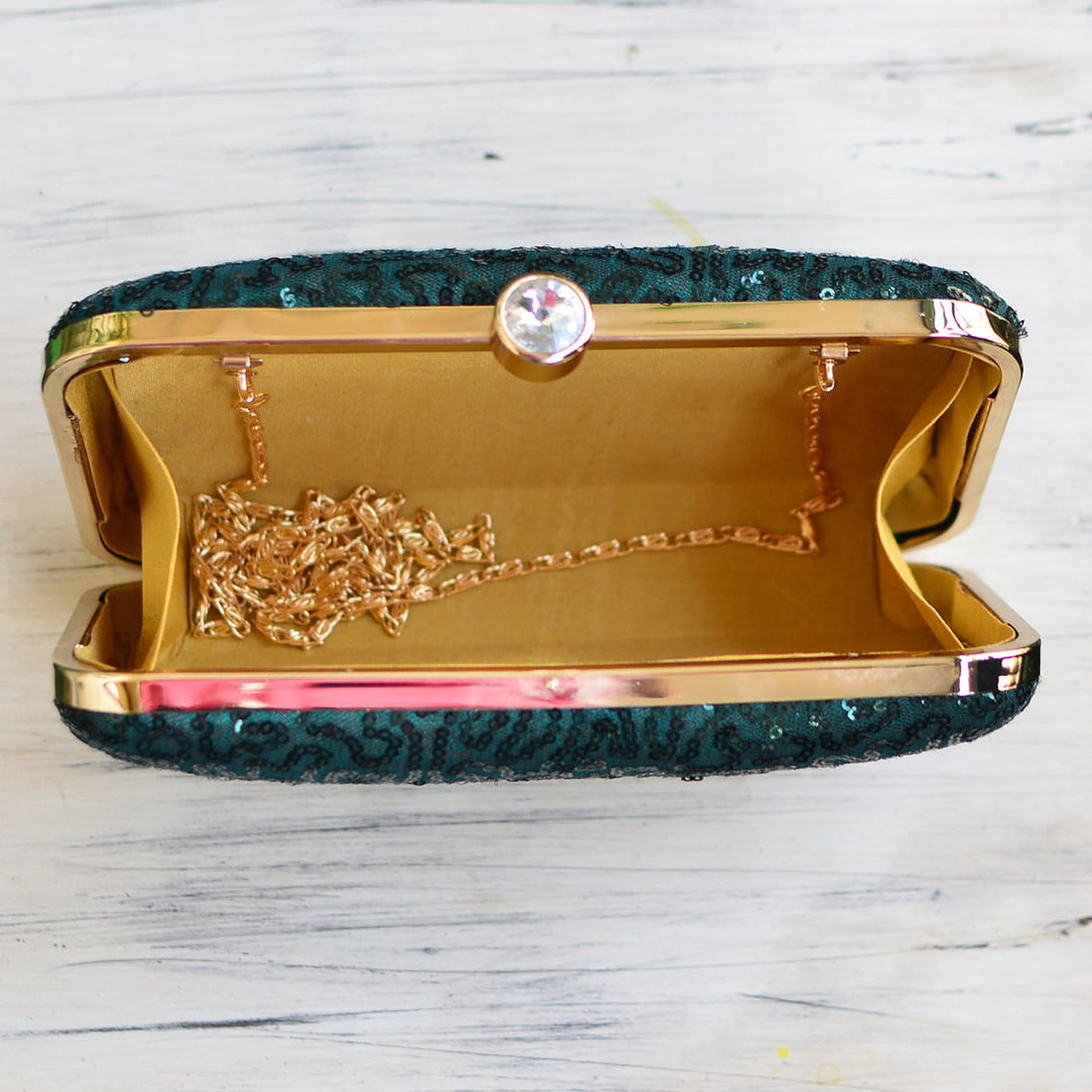 Artklim Green Sequins Party Clutch