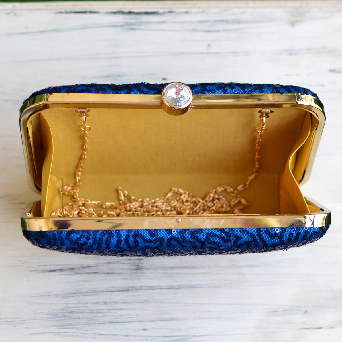 Artklim Blue Sequins Party Clutch