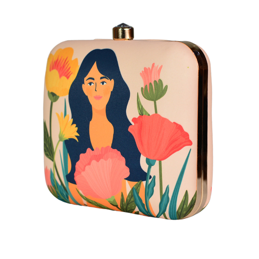 Flower Women Portrait Clutch