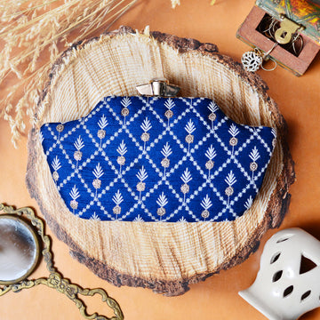 Artklim Navy Blue Designer Boat Shaped Clutch