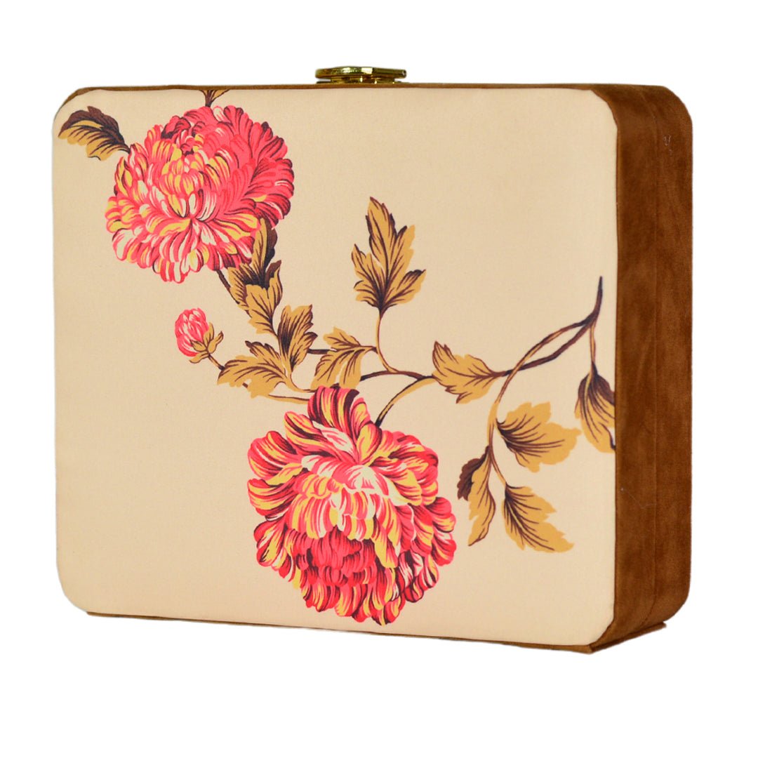 Red Flower Design Printed MDF Clutch