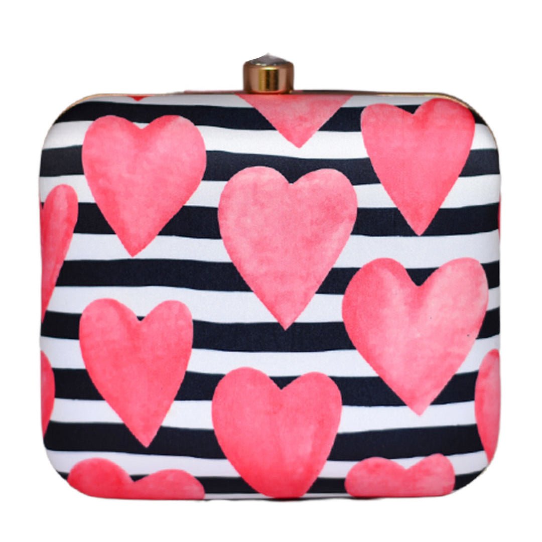 Artklim Red Hearts Printed Clutch
