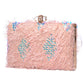 Artklim Quirky Pink Clutch With Sequin Blue Triangles
