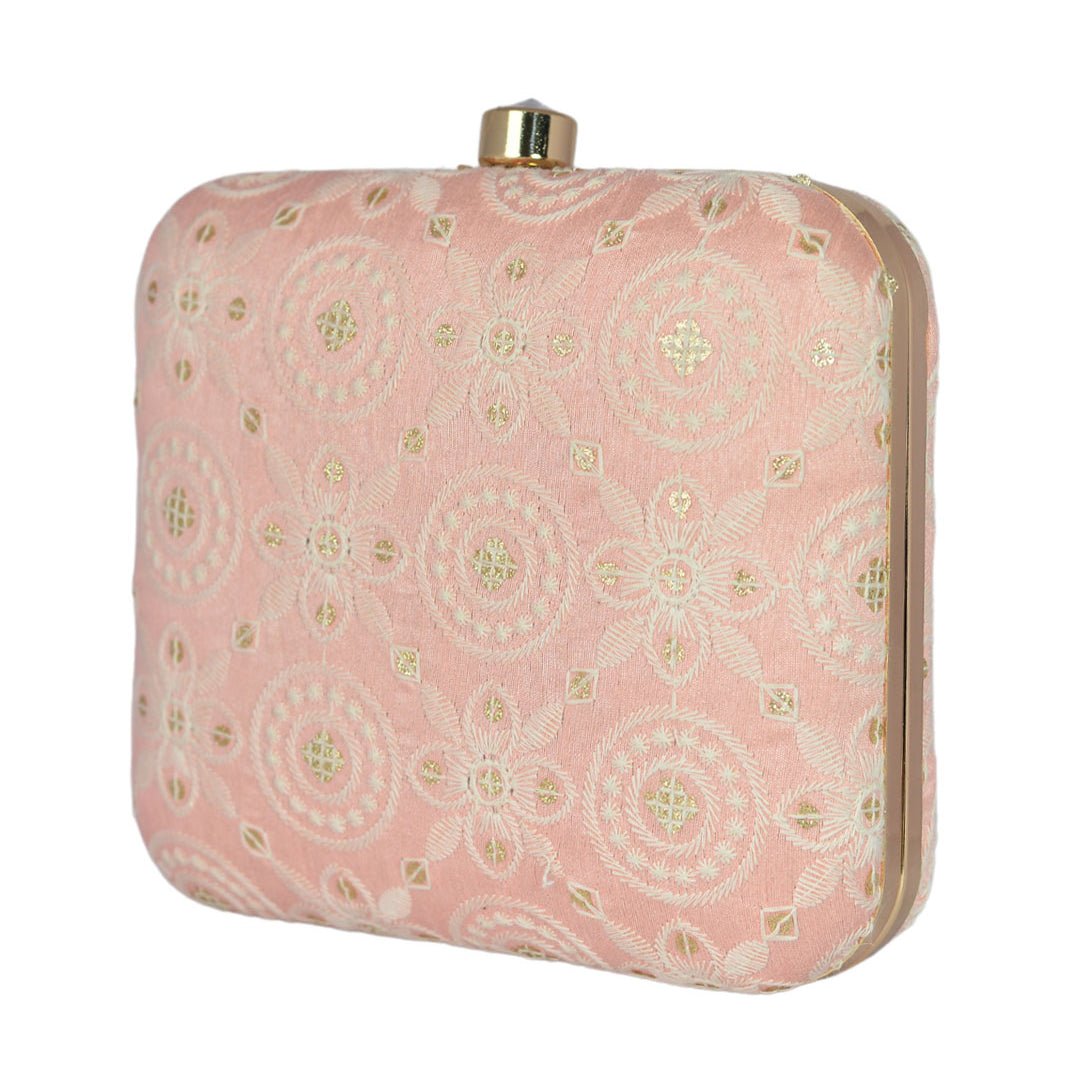 Light Pink Embroidered Clutch