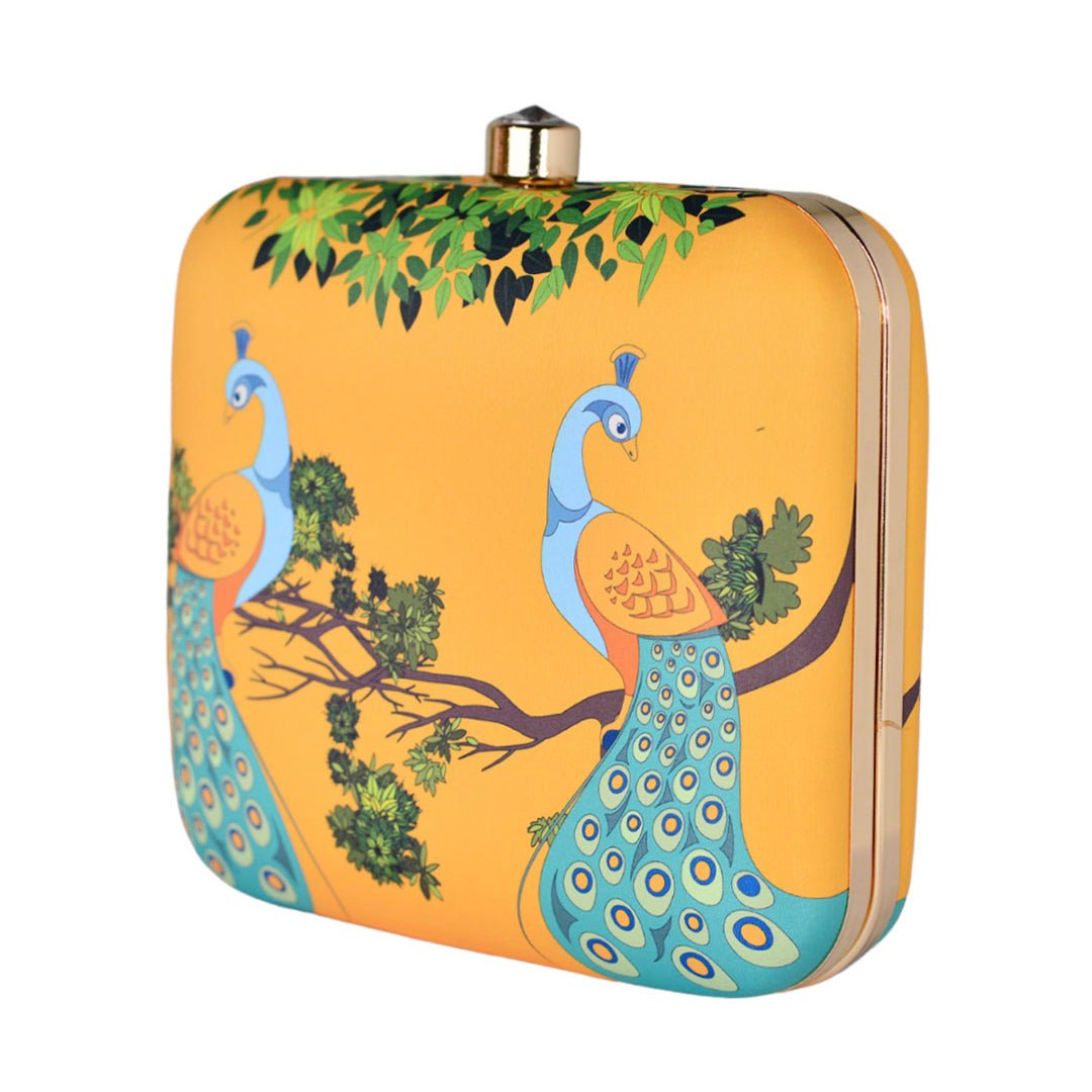 Elegant Peacock Printed Clutch