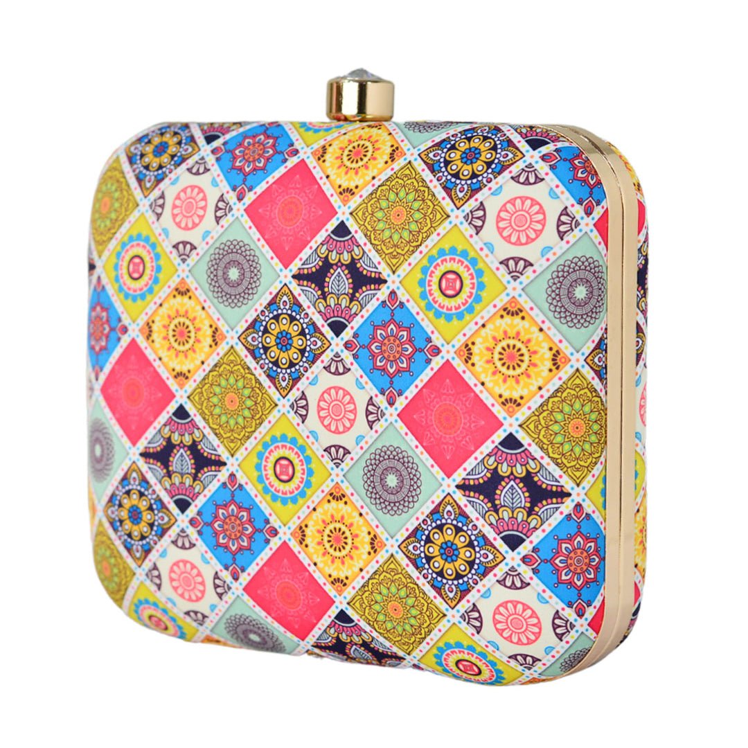 Yellow Multipattern Mandala Clutch