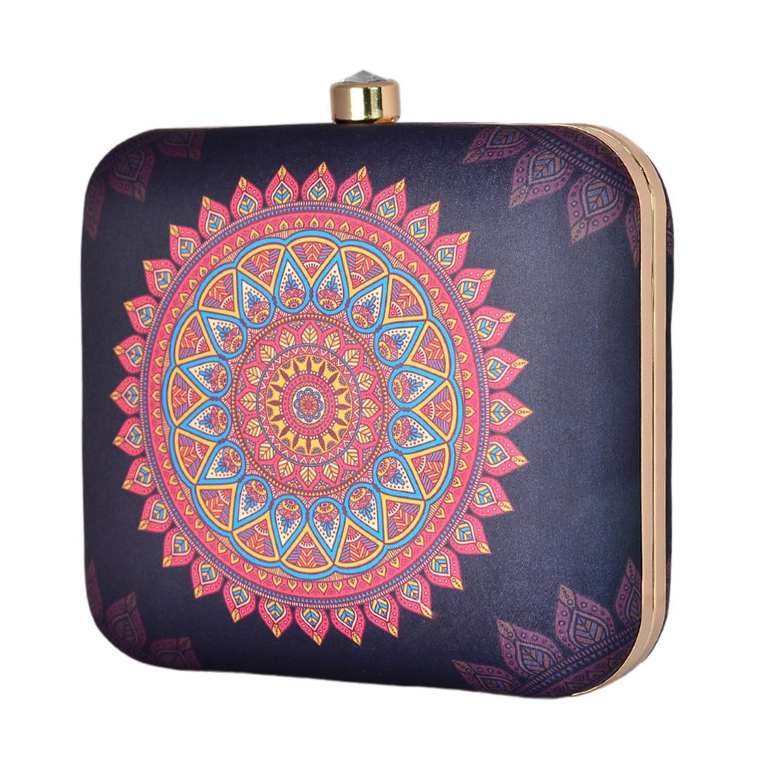 Pink-Blue Mandala Print Clutch