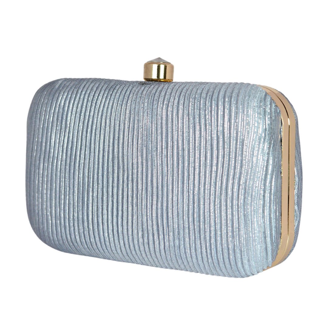 Grey Strip Pattern Clutch