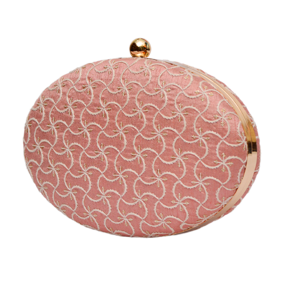 Artklim Gold Pink Oval Clutch