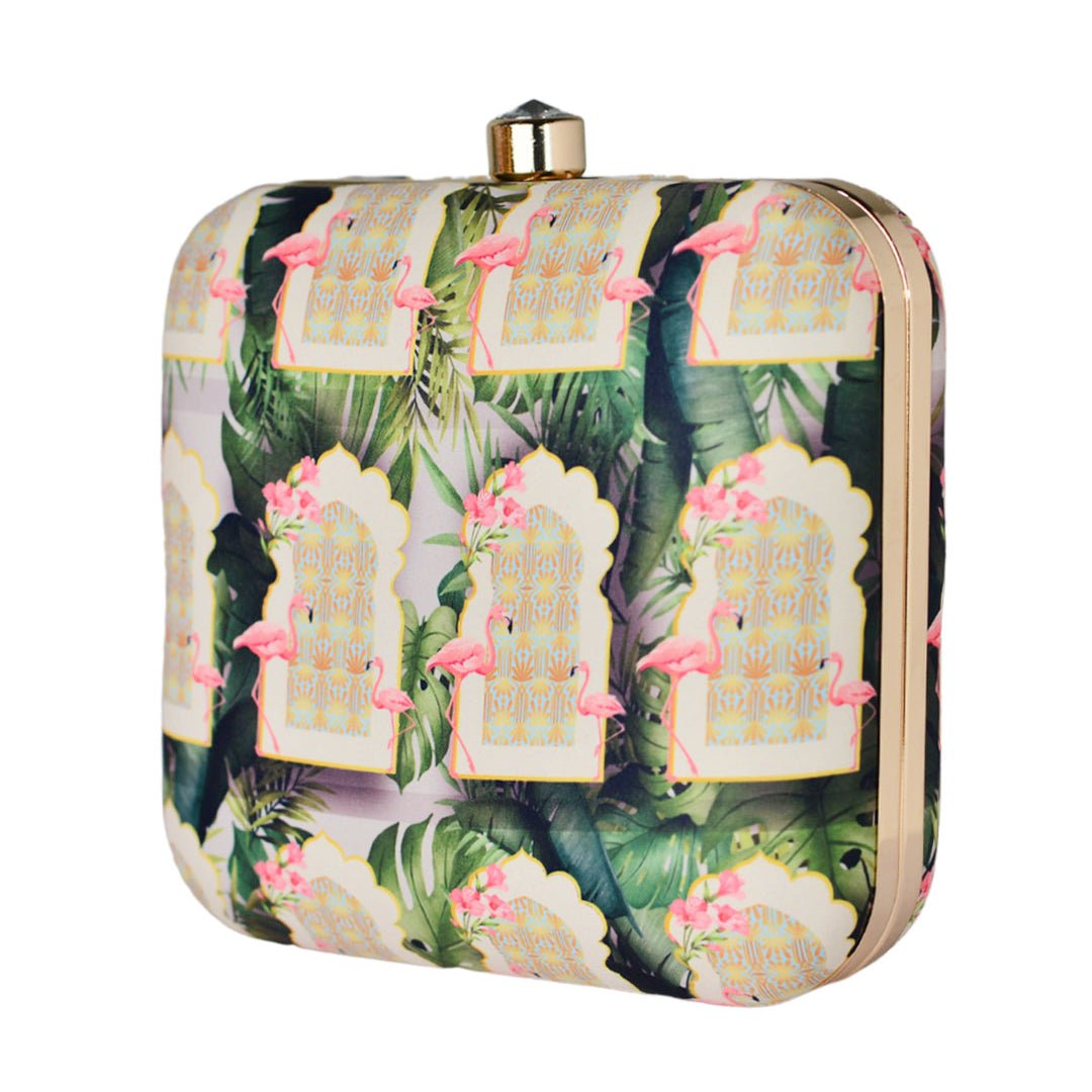 Flamingo Pattern Printed Clutch