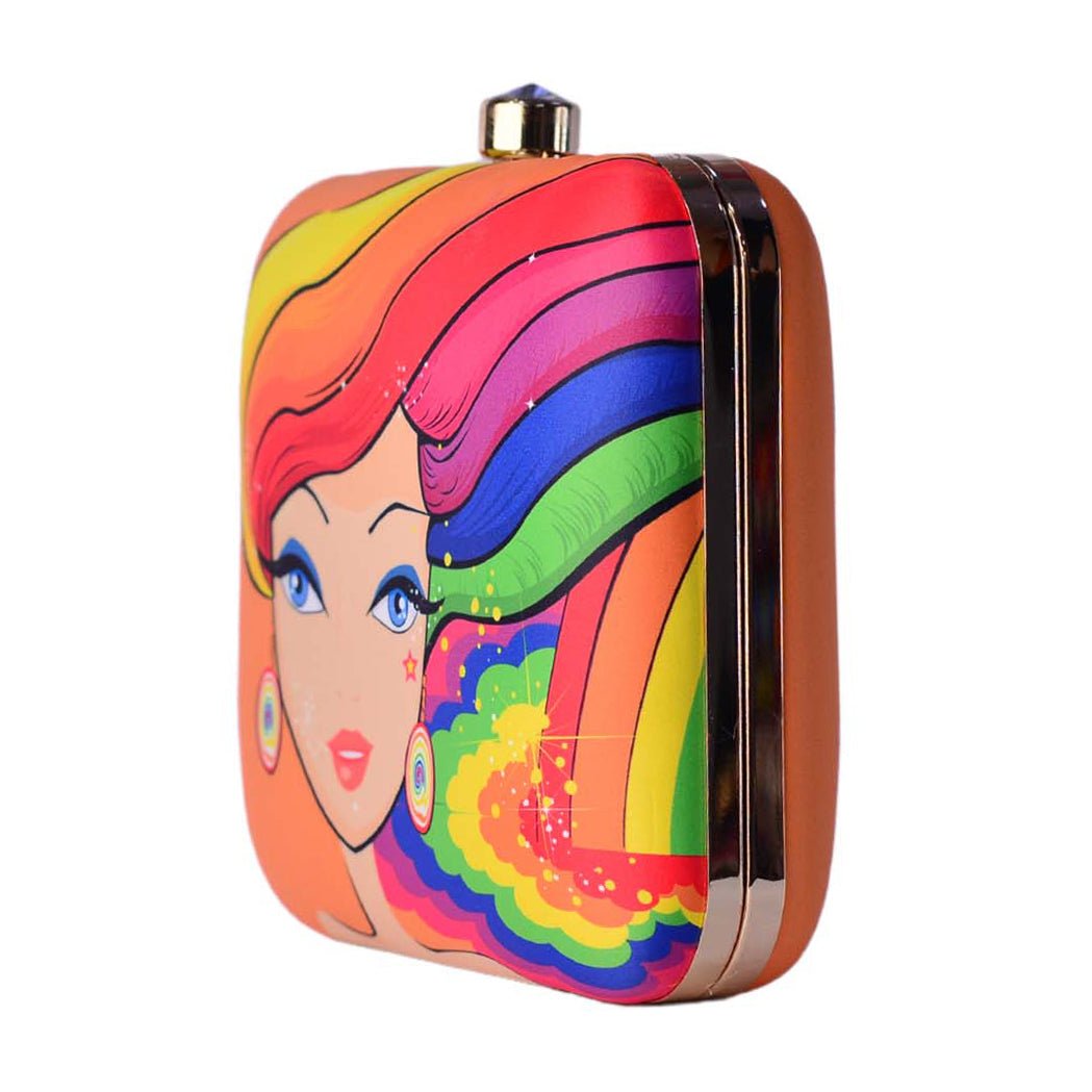 Rainbow Girl Printed Clutch