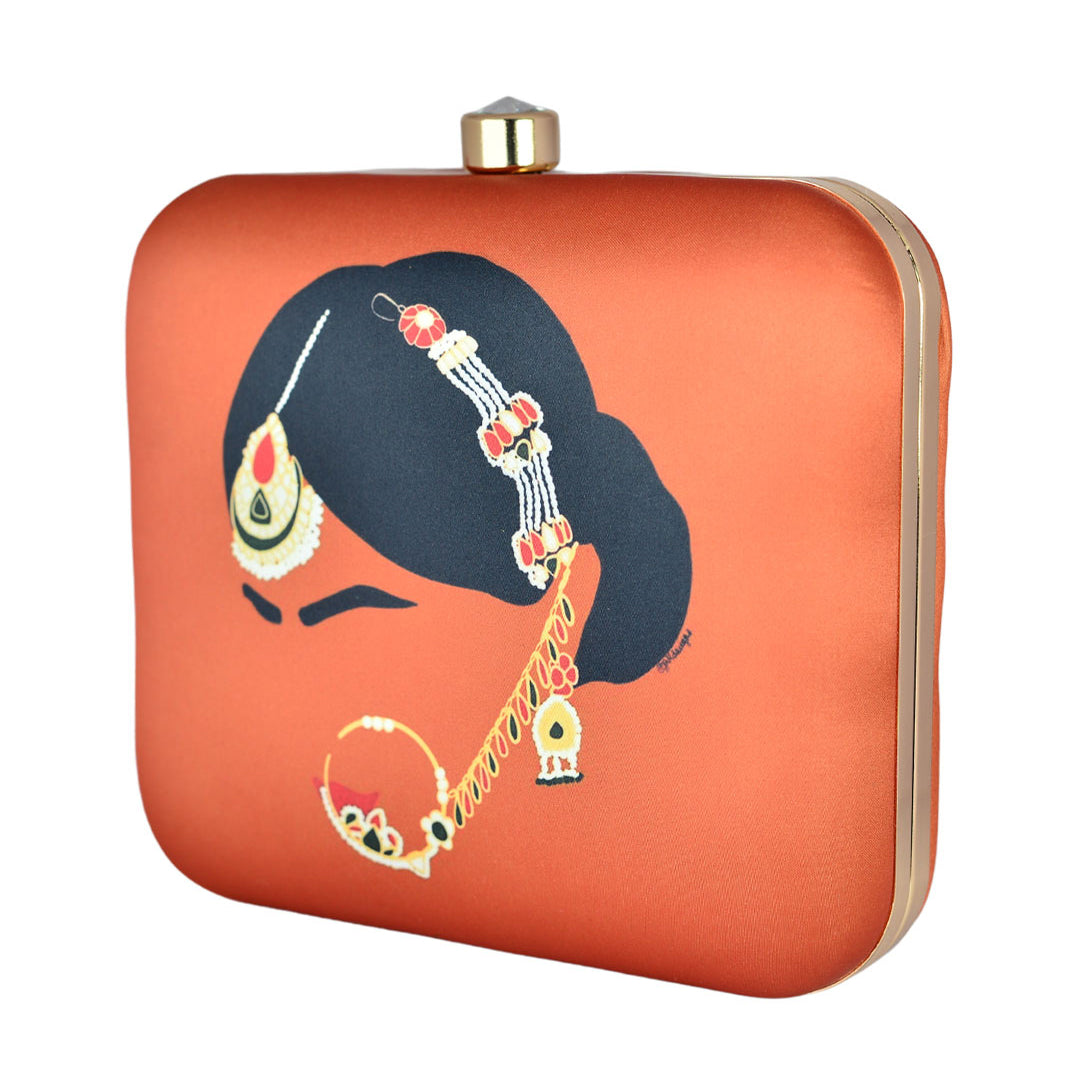 Black Hair Women Printed Clutch