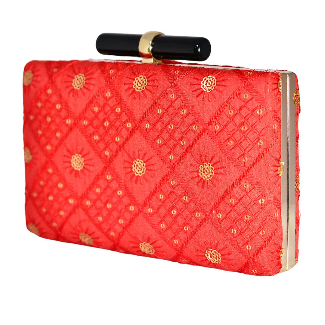 Red Seuence Embroidered Clutch