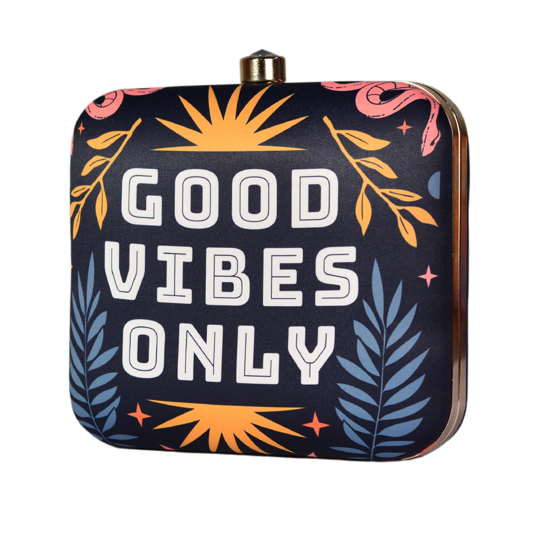 Good Vibe Blue Printed Clutch