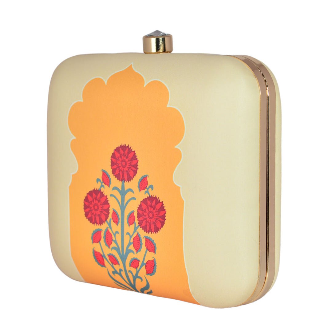 Red Flower Printed Clutch