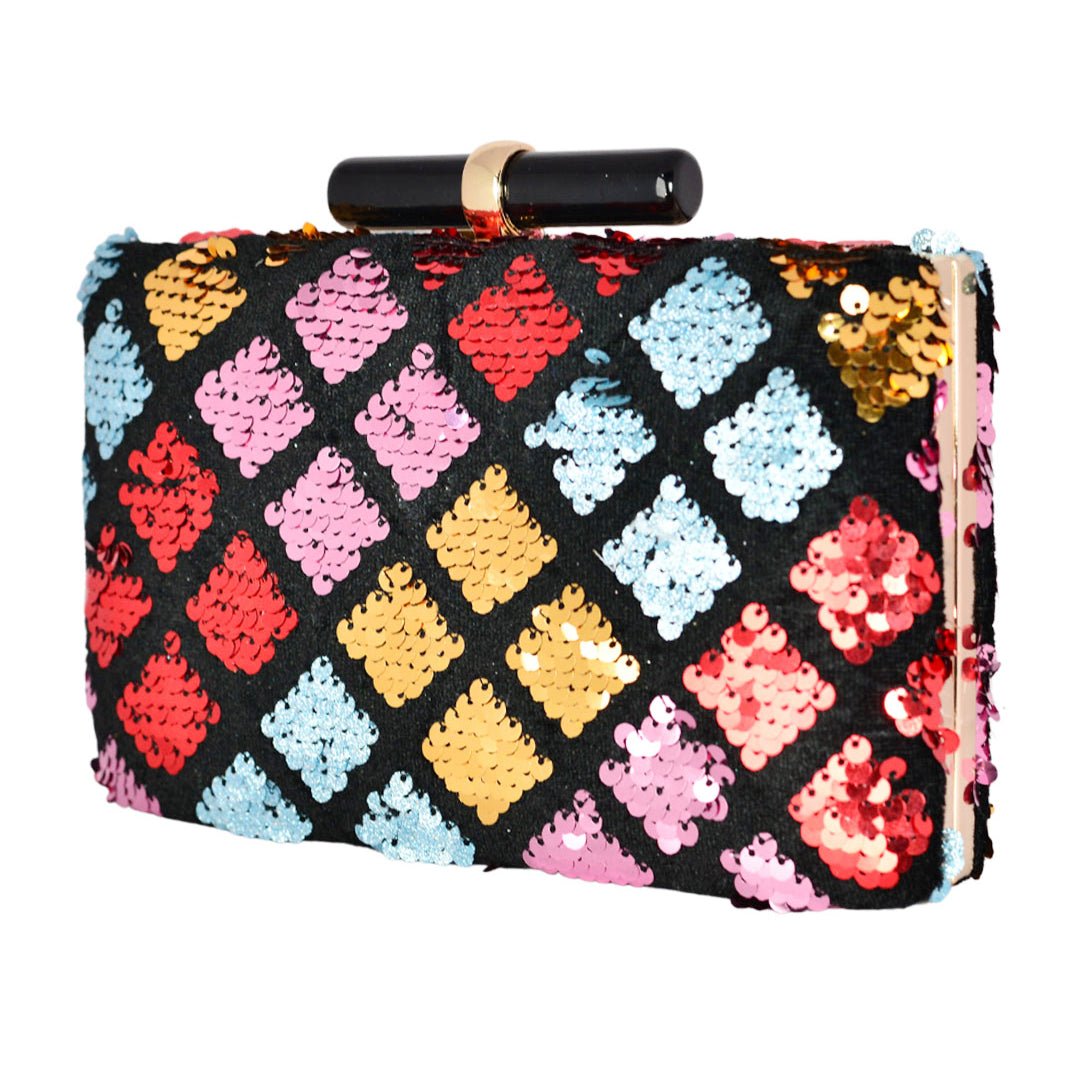 Multicolor Diamond Sequins Clutch
