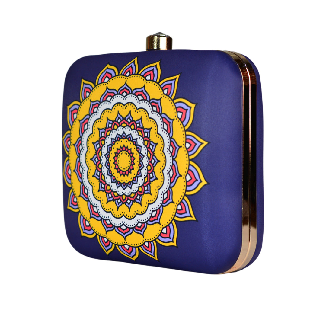 Blue And Yellow Aesthetic Printed Clutch