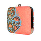 Aesthetic Peach and Blue Printed Clutch
