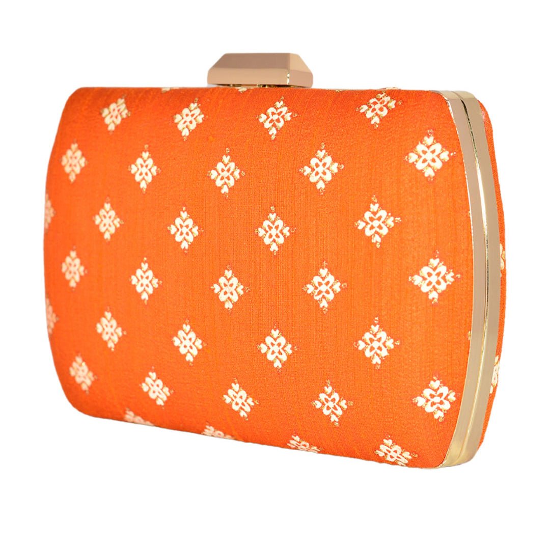 Orange  Pattern Clutch