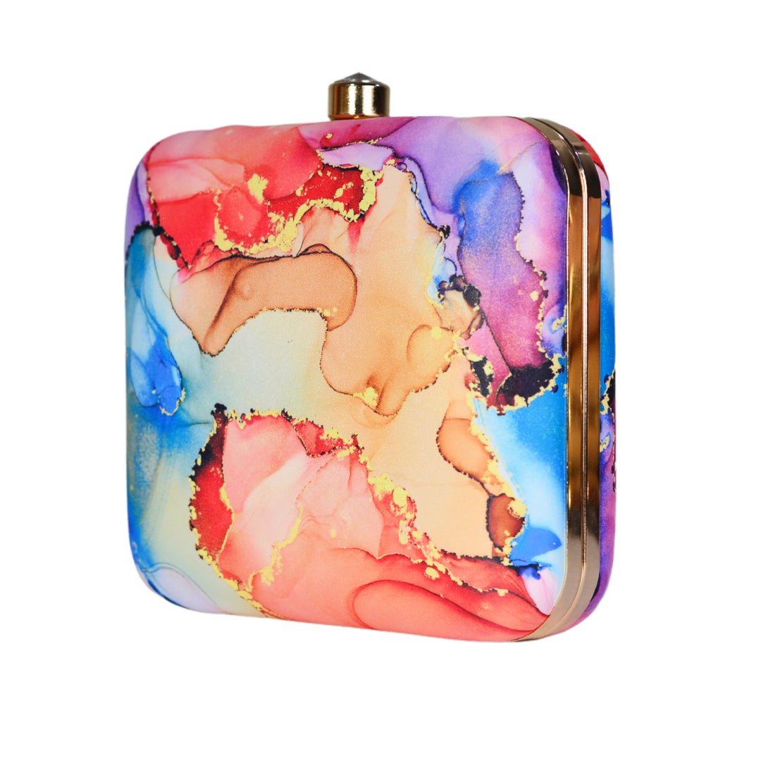 Rainbow Colored Printed Clutch