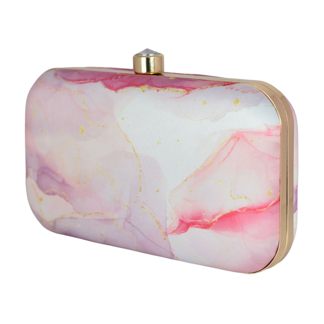 Purple-White Resin Print Clutch