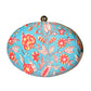 Blue And Red Printed Oval Clutch