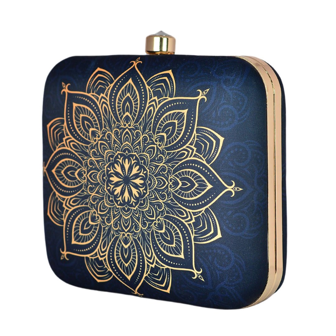 Golden Mandala Print Clutch