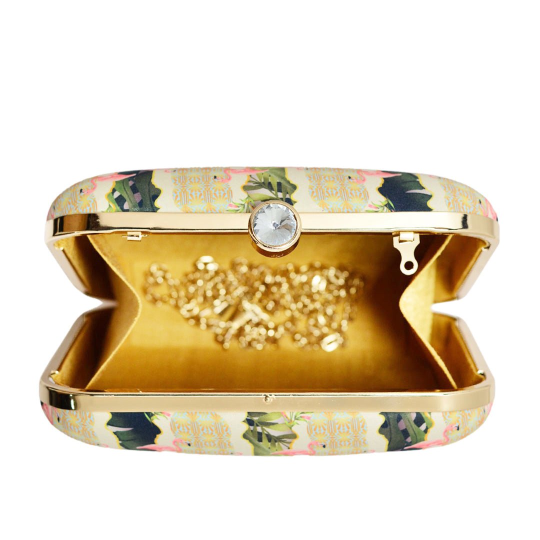 Flamingo Pattern Printed Clutch