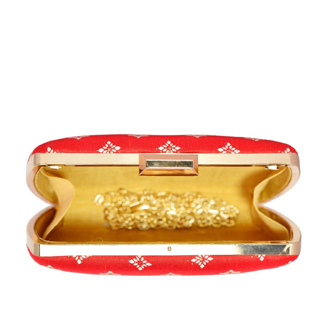 Red Colour  Pattern Clutch