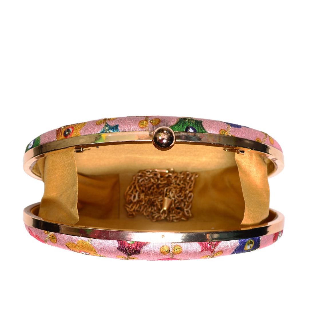 Multicolor Oval Shaped Clutch